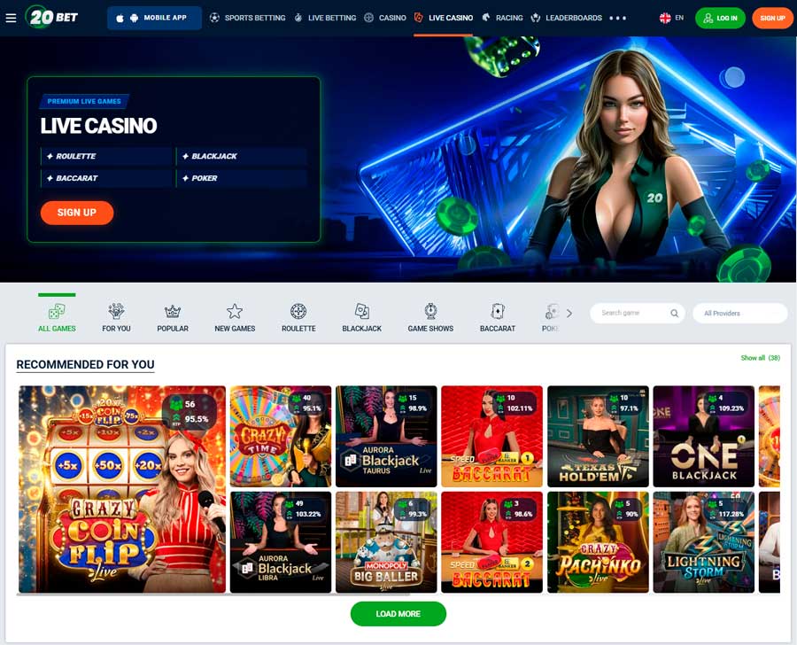 20Bet live casino