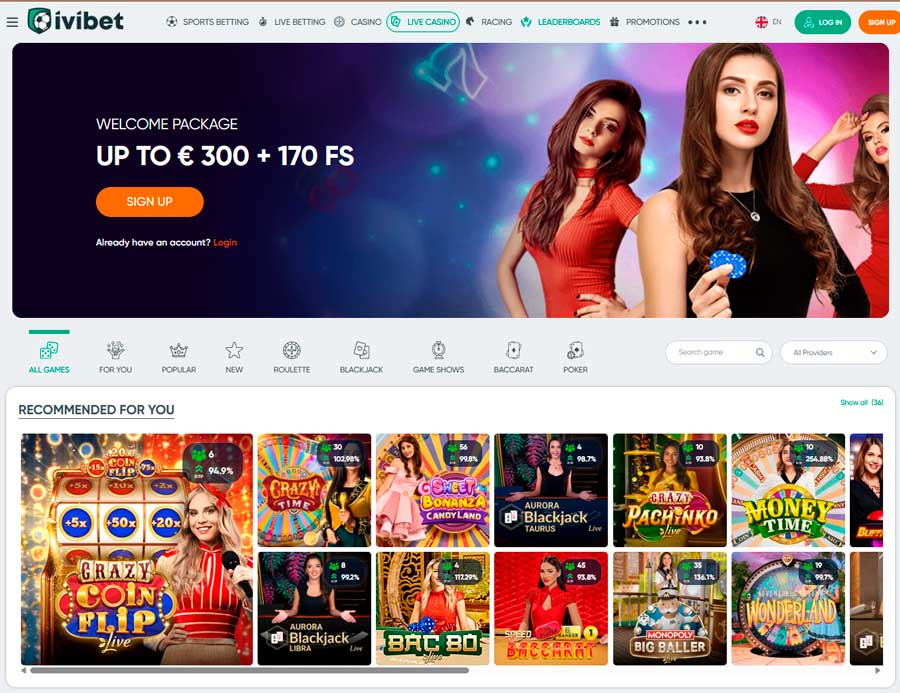 Ivibet live casino lobby
