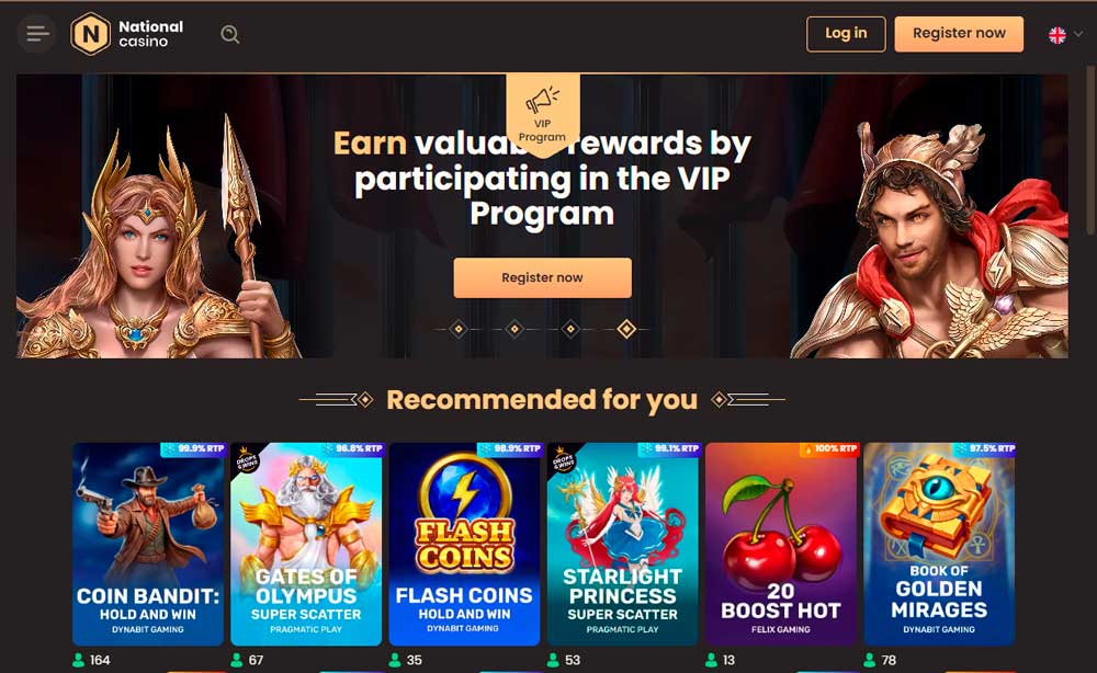 National Casino homepage