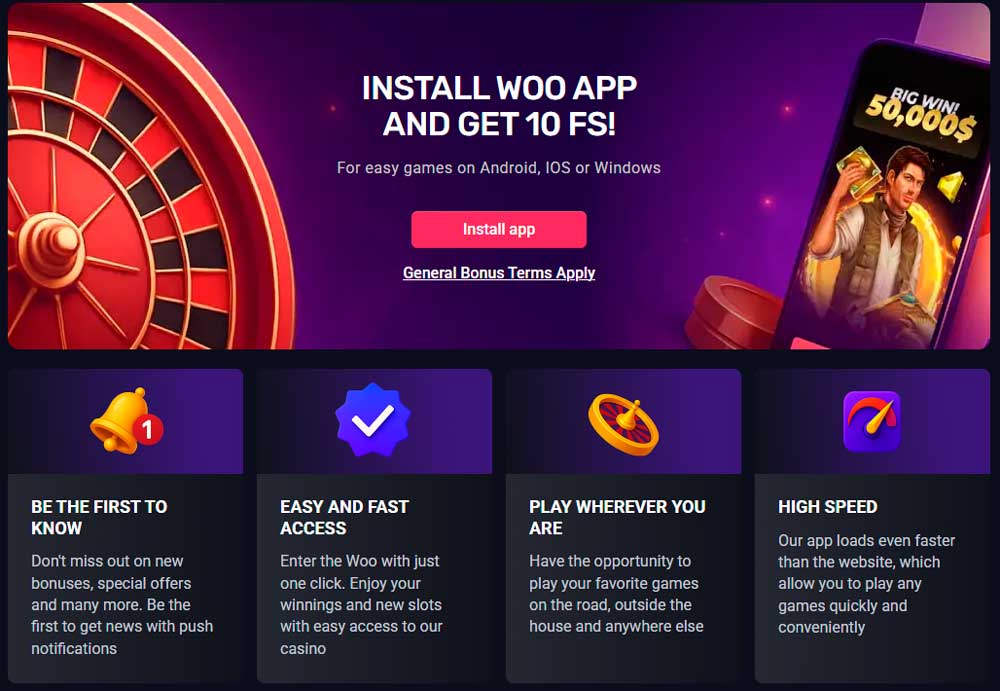 Woo Casino mobile app